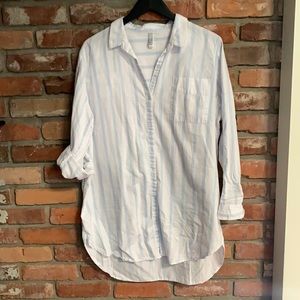 White & Blue Oversized Button Down